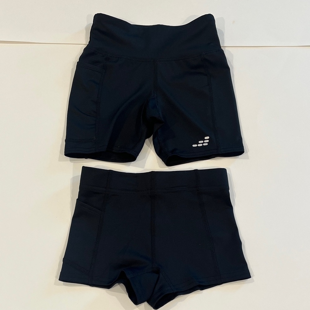 Girls Black Active Performance Shorts (Set of 2)